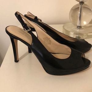 Black stiletto sling backs (Nine West)